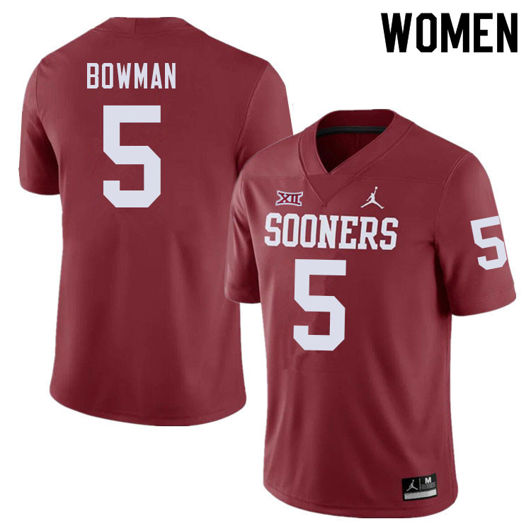 Women #5 Billy Bowman Oklahoma Sooners College Football Jerseys Sale-Crimson - Click Image to Close